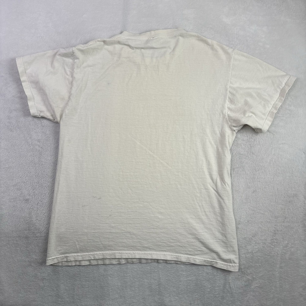 VTG Hello My Name Is Stud White SS Graphic Shirt Distressed Men's Large - Picture 5 of 10